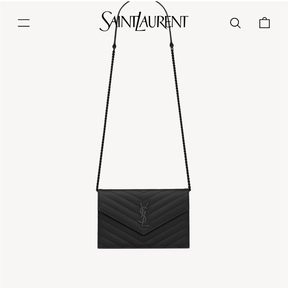 Authentic CASSANDRE ENVELOPE CHAIN  X body purse-GRAIN DE POUDRE -black Receipt